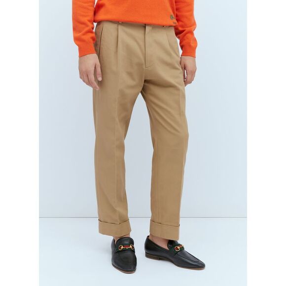 Gucci Men Cotton Gabardine Tailored Pants